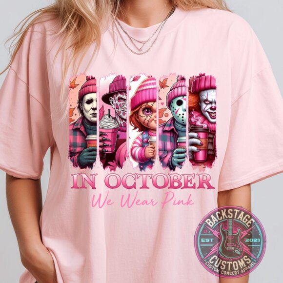 In October We Wear Pink Comfort Colors Tee - Picture 1 of 4